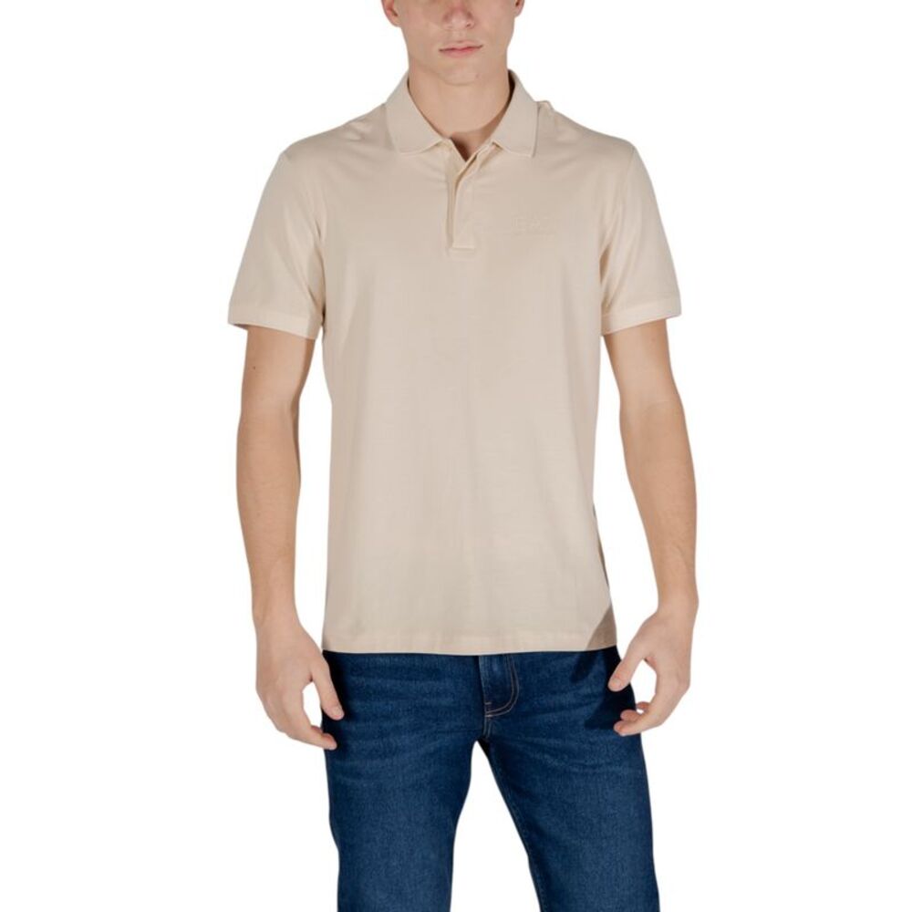 Ea7 Short Sleeve Polo Shirt Men Beige Polo Shirts